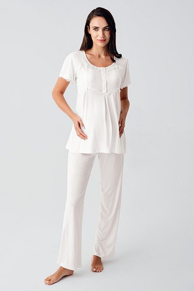 Artış Flexible Viscous Short Sleeve maternity Pajamas and Dressing Gown Set