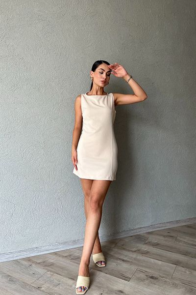 Seda Yalçın Atelier Beige Mini Dress - Zero Sleeve Design