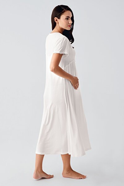 Artış Ecru Viscose maternity Nightgown and Dressing Gown Set - 12401