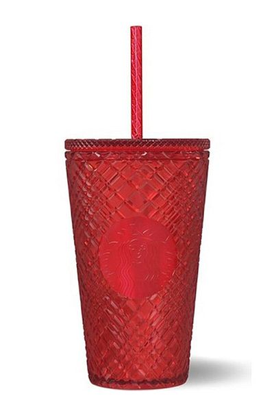 Starbucks ® Red Colored Crystal Cold Drink Glass - 473 ml