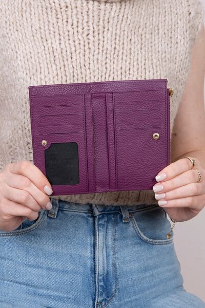 Grande 2804 Genuine Real Leather Zippered Women's Wallet Flother Purple