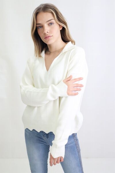 etriko PULOVER DIN TRICOT CU GULER DE CĂMAȘĂ PENTRU FEMEI