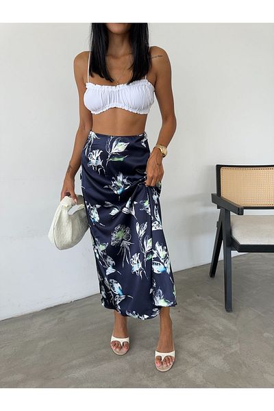 Fiori Luxury Maxi Satin Skirt - Elastic Waist