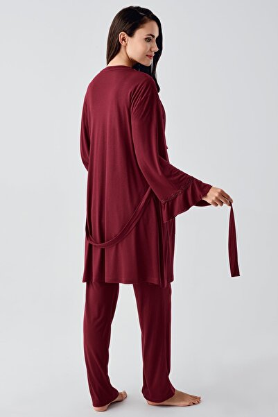 Artış Flexible Viscous Short Sleeve maternity Pajamas and Dressing Gown Set