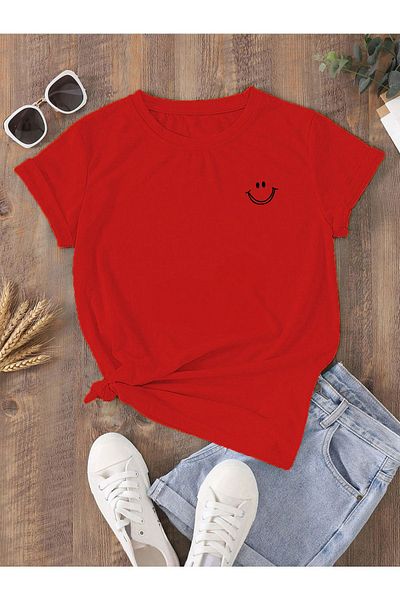 BE QUEEN Smile PrinTed Large Size Women's T-Shirt - 100% CoTTon, SweaT-wicking, New Trendy