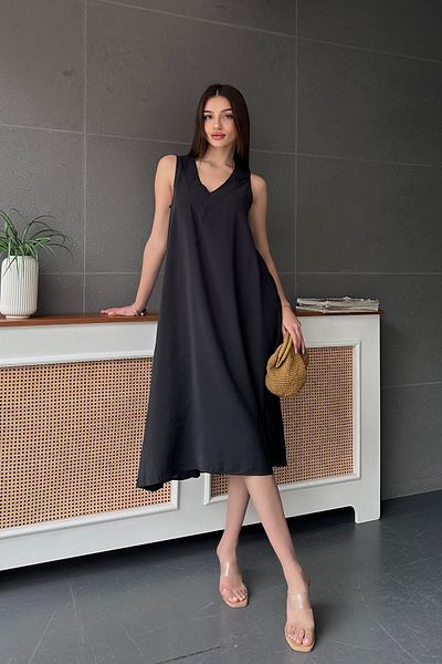 PANCAARTE ZERO SLEEVE V-NECK SHORT DRESS