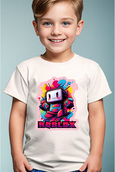 WİDİ Roblox Scris Colorat Personaj Imprimat 100% Bumbac Premium Băiat Fată Co...