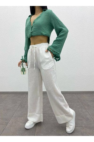 Sachistanbul Nairobi Linen Trousers with Elastic Waist