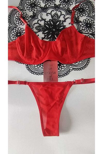 COLOR DE PIEL Red Underwire Bra Set
