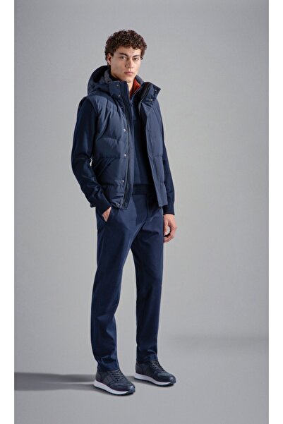 PAUL&SHARK Navy Blue Hooded Vest - Men's with Brand Logo, 14312006 -013