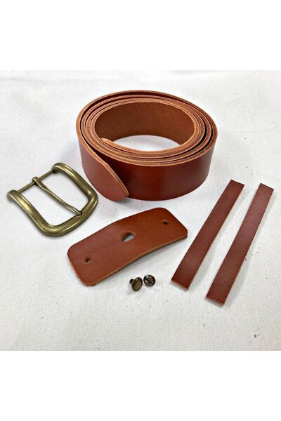 ipekbazaar مجموعة صنع حزام جلد فاكيتا نباتي بالكامل من الكونياك مقاس 125 سم (...