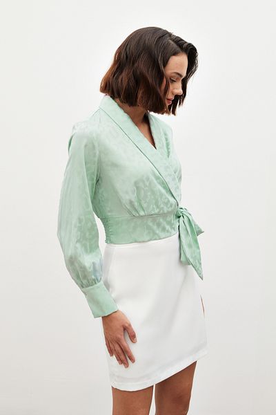 Sateen Satin Blouse - Side Belted