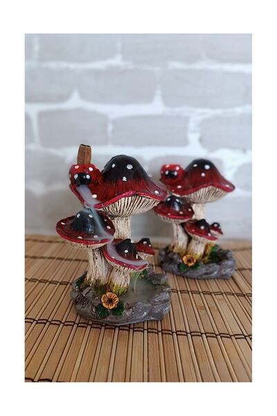 Gobo Uğur Böcekli Mantar Tütsülük El Boyaması 13 x 11 cm Seramik Tozundan Kal...