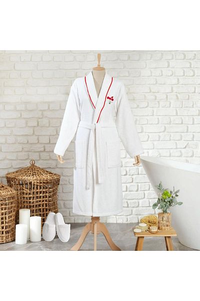 es home collection Σετ παντόφλες μπουρνούζι με παπαρούνα