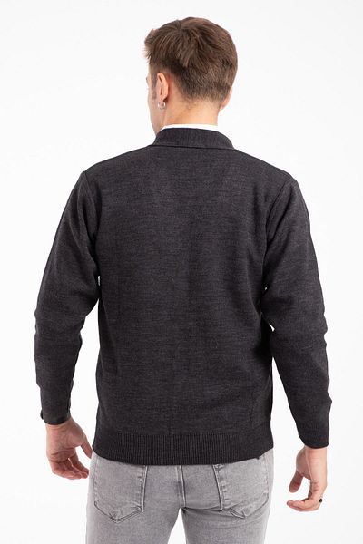 Mutlu City Men's Middle Age and Above Knitwear Knitted Acrylic Winter Dad Cardigan 2062-grey-buttoned