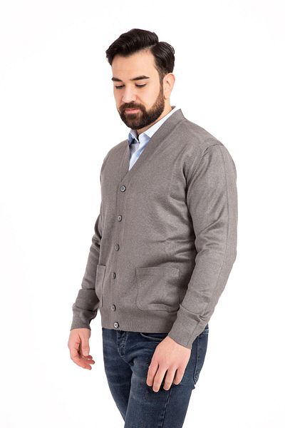 Mutlu City Men's Middle Age and Above Thin Wool Acrylic Knitwear Knitted Buttoned Dad Cardigan 5100