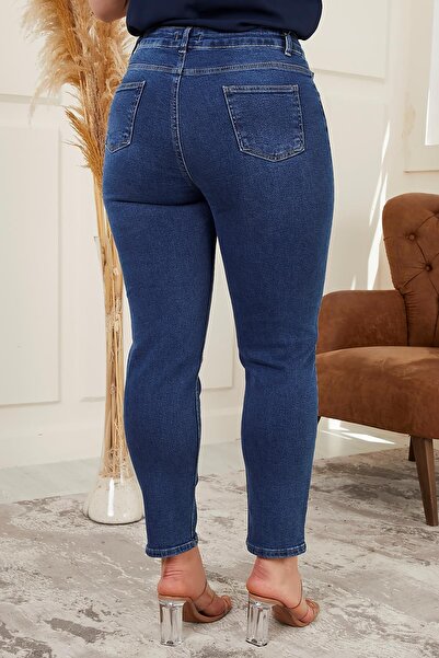 RMG Büyük Beden Mom Jeans Mavi Pantolon