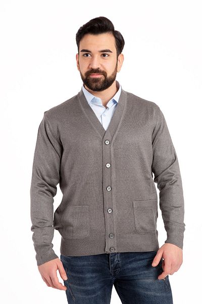 Mutlu City Men's Middle Age and Above Thin Wool Acrylic Knitwear Knitted Buttoned Dad Cardigan 5100