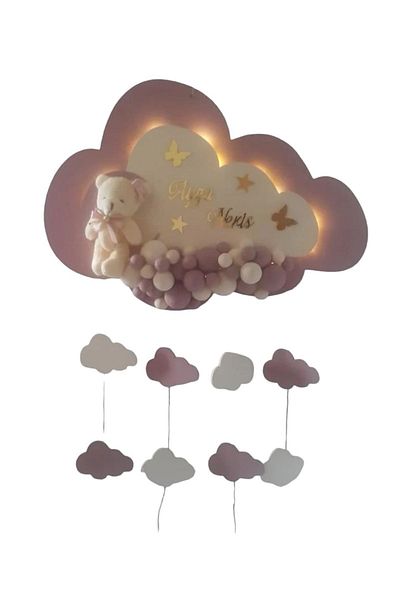 Yavuz Süs Cloud-Shaped Baby Room Door Ornament with Powder Light