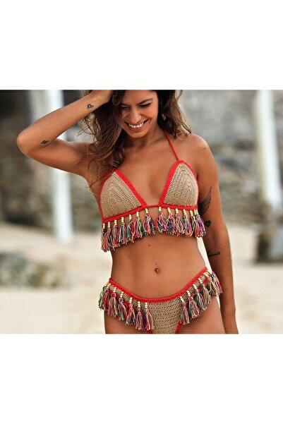 Major Butik Tığ Örgü Püsküllü Bikini Üstü