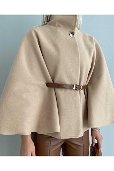 Genel Markalar KADIN KAŞE KUMAŞ KEMERLİ PANÇO