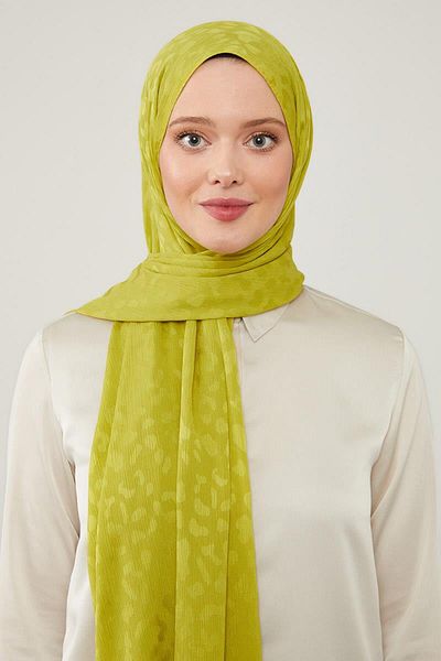 Levidor Lime Jacquard Capri Shawl - Self Patterned