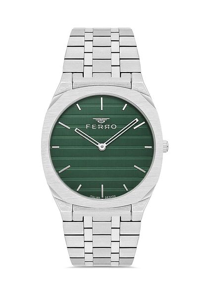 FERRO Fm43004a-6 Men's Silver Green Colored Wristwatch - New Season + Bracelet Gift