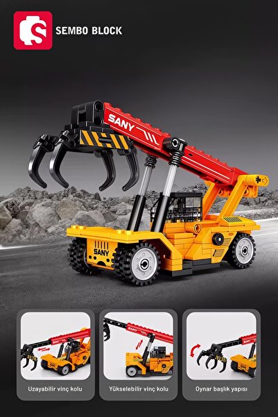Sembo Block Sany Lisanslı Mini Kütük Taşıyıcı 174 Parça yapı blokları Legoile Uyumlu (712049)