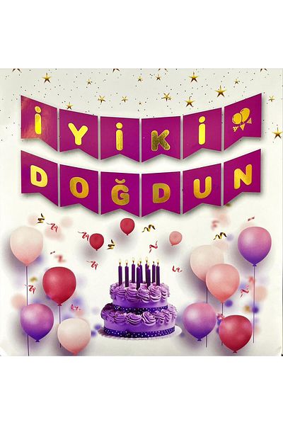 kidspartim Gold Gilded Happy Birthday Purple Banner