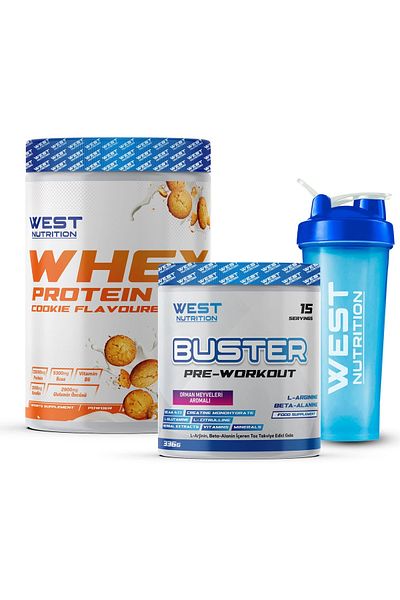 West Nutrition Buster 336 Gr Preworkout Pack - Whey Protein Powder Cookies 540 Gr