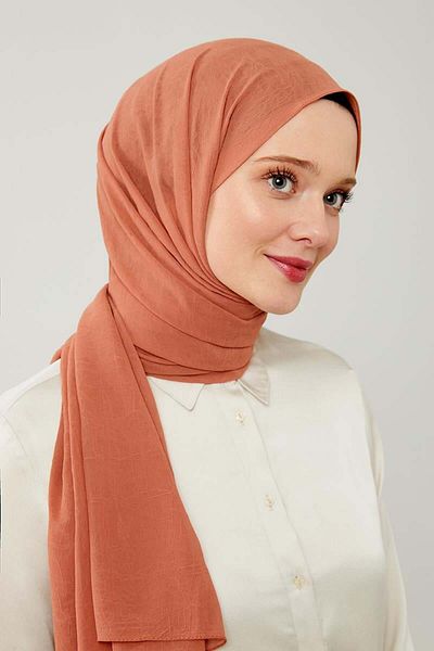 Levidor Brick ColoreD Frozen Crepe Shawl - Plain Cut