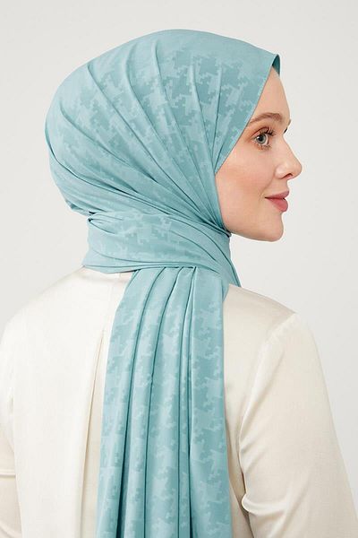 Levidor Elegance Turquoise Jacquard Puzzle Patterned Shawl