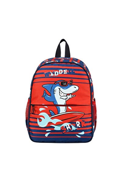 GENC DIJITAL BASKI Kindergarten and NurSery Backpack - Shark Pattern, 3 Piece Set