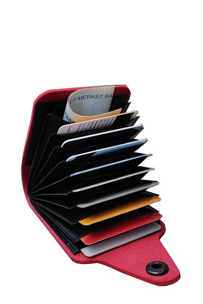 Kemer Dünyası Unisex 10 Compartment New Small Mold Accordion Design Leather Credit Card Holder Wallet
