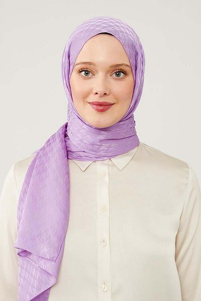 Levidor K.Lilac Jacquard Patterned Houndstooth Shawl