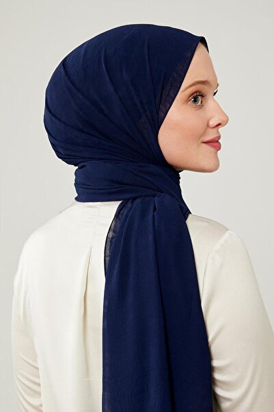 Levidor Frozen Crepe Shawl - Navy Blue SoliD Color