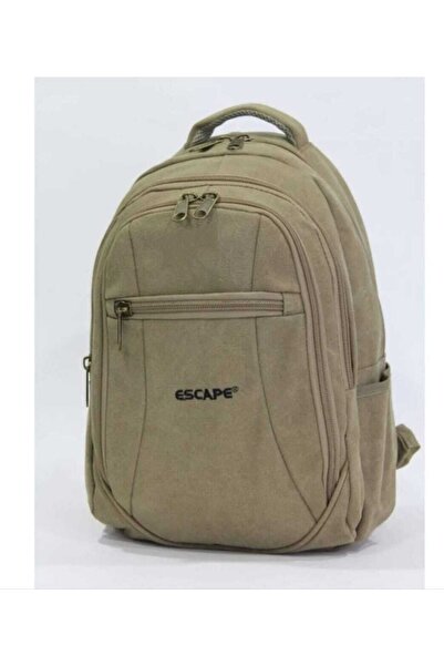 ESCAPE 15.6 Inç Laptop Bölmeli Kanvas Kumaş Sırt Çantası Bej