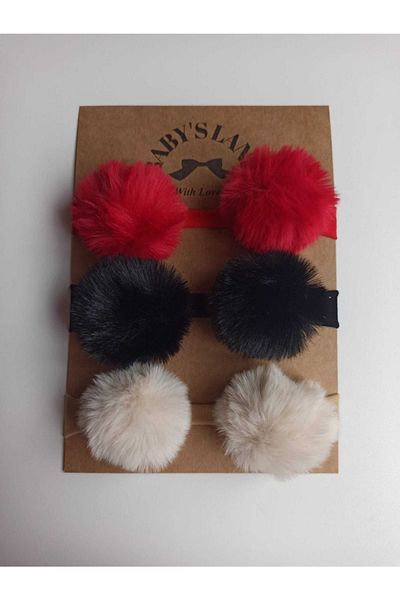 Babyland Girl / 3 Piece Rubber Bandana with Pompom Set of 3