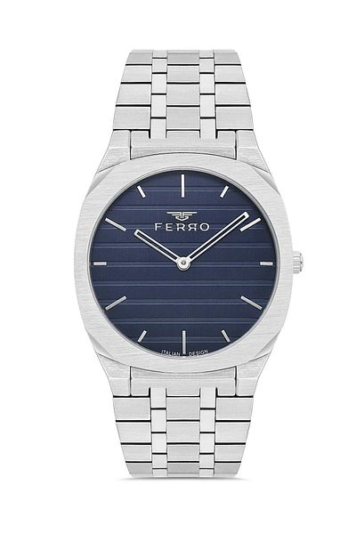FERRO Fm43004a-5 Men's Silver Colored Wrist Watch, Blue Inside - New Season + Bracelet Gift