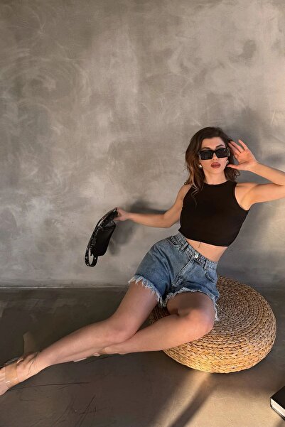 Genel Markalar Geniş Paça Püsküllü Denim Şort