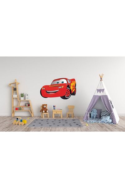 Sepet Yıldızı Autocolant de perete pentru camera copiilor Lightning Mcqueen 80x45 Cm