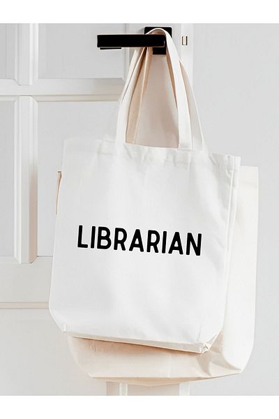 Cemira Librarian Design - Αδιάβροχη λευκή χοντρή τσάντα, υφασμάτινη και τσάντα βιβλίου