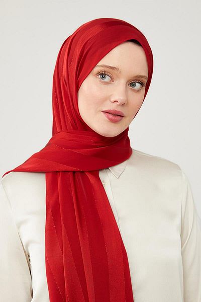 Levidor شال طوكيو مخطط باللون الأحمر اللامع