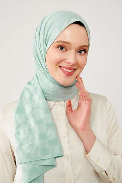 Levidor Σάλι ζακάρ με μοτίβο Elegance Water Green Checkerboard