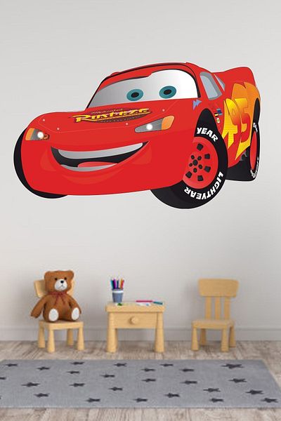 Sepet Yıldızı Autocolant de perete pentru camera copiilor Lightning Mcqueen 80x45 Cm