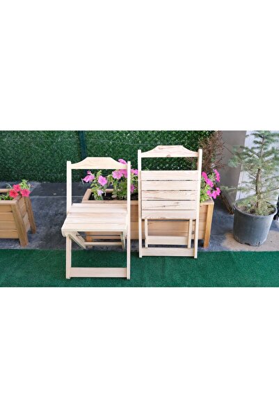 MrWoody Katlanır Bahçe Balkon Mutfak Piknik Sandalyesi 2 Kişilik 2 Adet Sandalye