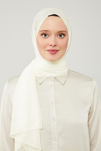 Levidor White Crepe Frozen Shawl - SoliD Color