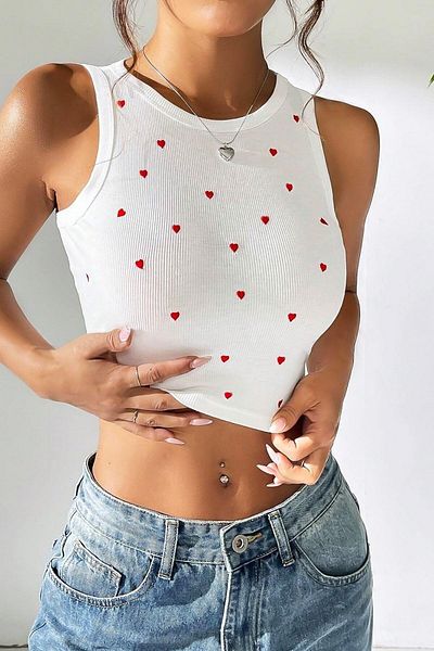 BELLA NOTTE Μίνι Crop Top με στάμπα καρδιάς