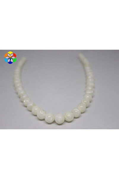 Yasamtohumu Білий 10 мм перламутровий камінь, чверть низки - довжина 9 см