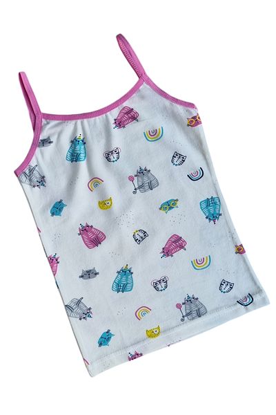elmas kids Cat and Rainbow Patterned Girl's Cotton Undershirt and Boxer Set